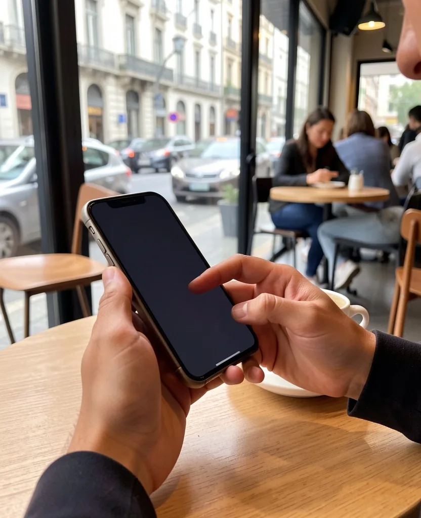 Manos sosteniendo un teléfono con una aplicación de neobanco