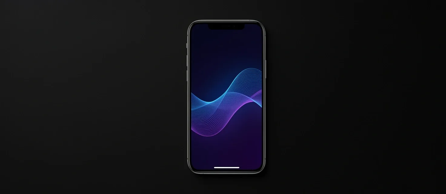 Teléfono mostrando la pantalla de una app de neobanco en un modo oscuro