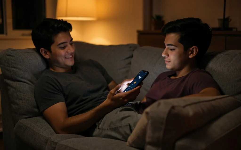 Persona gestionando sus finanzas desde su casa por la noche